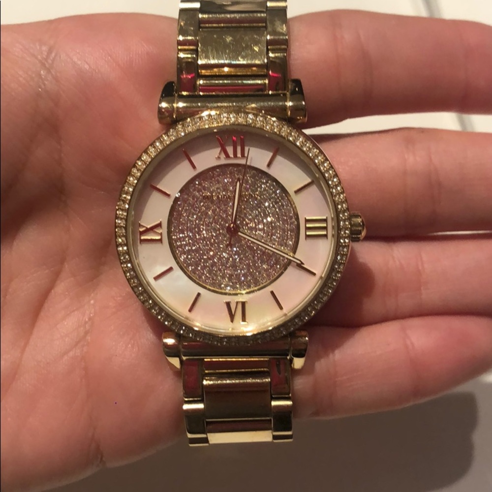 Michael Kors gold crystal and iridescent watch